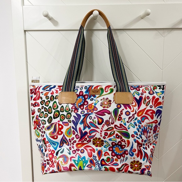 Consuela Bags Consuela White Swirly Zipper Shoulder Tote Overnight